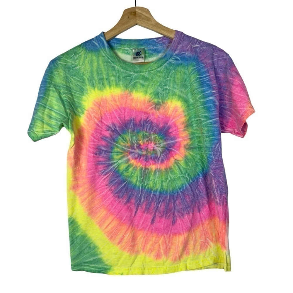 Colortone Colorful Rainbow Spiral Tie Dye Short Sleeve‎ T-Shirt M